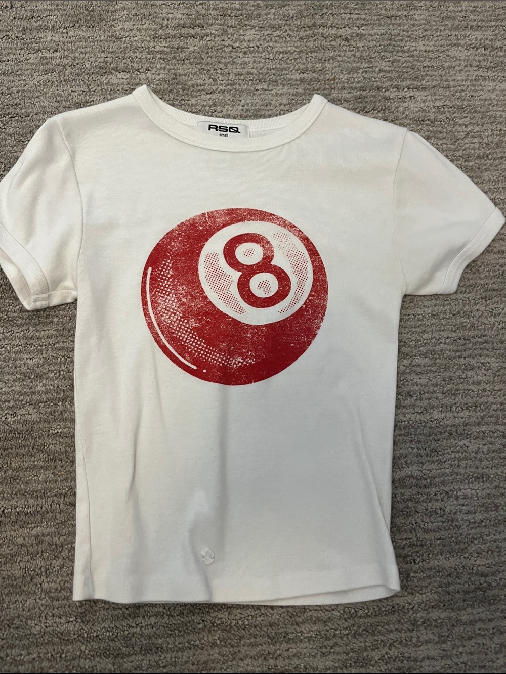 RSQ White Kids Tee with Red 8-Ball Graphic